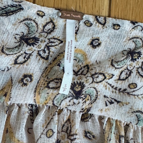 Free people new Beige combo Women's Floral Long Sleeve blouse ret:$98 sz S - Picture 6 of 10